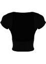 Trendyol Black Backless Crop Cotton Stretchy Knitted Blouse