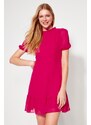 Trendyol Fuchsia A-Cut Flounce Chiffon Lined Woven Woven Dress