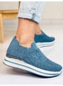 Webmoda Női sztreccs platform cipő - kék