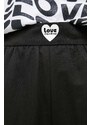 Love Moschino nadrág vászonkeverékből fekete, magas derekú egyenes