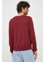BOSS gyapjú pulóver könnyű, férfi, bordó