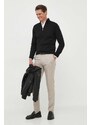 Calvin Klein gyapjú pulóver könnyű, férfi, fekete, garbónyakú
