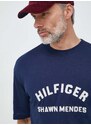 Tommy Hilfiger t-shirt x Shawn Mandes sötétkék, férfi, nyomott mintás
