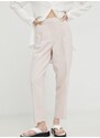 Bruuns Bazaar nadrág női, rózsaszín, magas derekú egyenes