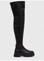 Buffalo csizma Aspha Stretch Overknee fekete, női, platformos, 1622155.BLK