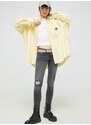 Tommy Jeans pamut ing női, galléros, sárga, relaxed