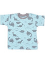 Baby Nellys 2 részes szett póló + rövidnadrág Dino, pamut, kék/szürke