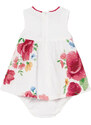 Mayoral fehér, virágmintás bébi lány ruha bugyival – 75 cm