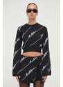 Rotate gyapjúkeverék pulóver könnyű, női, fekete