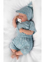 Baby Nellys Muszlin póló, rövidnadrág + sál szemellenzővel, Dino, menta