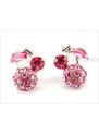Cseresznye fülbevaló pink színű Swarovski kristályokkal (0235.)