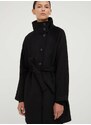 Bruuns Bazaar kabát gyapjú keverékből fekete, átmeneti