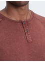 Ombre Clothing Men's t-shirt with henley neckline - maroon V3 S1757