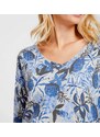 Linea Tessini by Heine virágmintás vékony pulóver kék színben