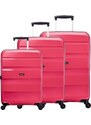 American Tourister BON AIR négykerekű pink bőrönd szett 59425-6818