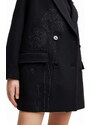 Desigual kabát női, fekete, átmeneti, kétsoros gombolású