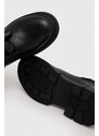 Tommy Hilfiger bőr csizma COOL MONOCHROMATIC BIKERBOOT fekete, női, lapos talpú, FW0FW07338