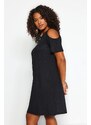 Trendyol Curve Black A-line kivágású részletes kötött ruha