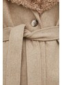 Bruuns Bazaar kabát gyapjú keverékből bézs, átmeneti, oversize