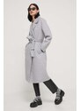 Abercrombie & Fitch kabát gyapjú keverékből szürke, átmeneti, nem zárható