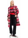 Desigual kabát 23WWEWAD WOMAN WOVEN OVERCOAT női, rózsaszín, átmeneti, kétsoros gombolású
