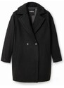 Desigual kabát 23WWEWAU WOMAN WOVEN OVERCOAT női, fekete, átmeneti, kétsoros gombolású