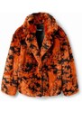 Desigual rövid kabát 23WWEW69 WOMAN WOVEN FAKE FUR női, narancssárga, téli