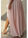 Világos rózsaszín csillogós ruha asszimetrikus szoknyával