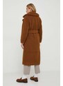 Sisley kabát női, barna, átmeneti, oversize