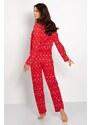 Momenti per Me Super winter női pizsama, piros, hópelyhes