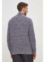 Calvin Klein gyapjúkeverék pulóver férfi, szürke, félgarbó nyakú