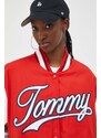Tommy Jeans bomber dzseki női, piros, átmeneti