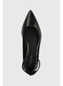 Calvin Klein bőr balerina cipő WRAPPED ANKLE STRAP BALLERINA fekete, HW0HW01840