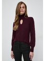 Morgan gyapjúkeverék pulóver könnyű, női, bordó, garbónyakú