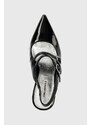 Karl Lagerfeld bőr flip-flop SOIREE PLATFORM fekete, magassarkú, nyitott sarokkal, KL93114