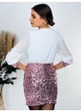 Webmoda Női kombinált alkalmi ruha flitteres szoknyával - rózsaszínű