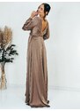 Webmoda Exkluzív hosszú női barna alkalmi ruha Afrodita molett hölgyeknek is