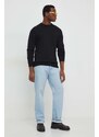 Calvin Klein gyapjúkeverék pulóver könnyű, férfi, fekete