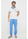 United Colors of Benetton pamut pizsama póló x Peanuts bézs, nyomott mintás