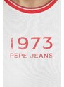 Pepe Jeans pamut melegítőfelső fehér, női, nyomott mintás