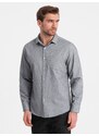 Ombre Clothing Men's shirt with pocket REGULAR FIT - grey melange V3 OM-SHCS-0148