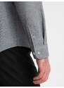 Ombre Clothing Men's shirt with pocket REGULAR FIT - grey melange V3 OM-SHCS-0148
