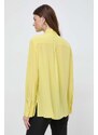 BOSS selyem ing fűzős nyakkivágású, sárga, regular