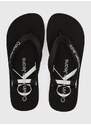 Calvin Klein Jeans flip-flop BEACH SANDAL MONOLOGO TPU fekete, női, lapos talpú