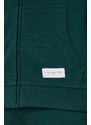 Tommy Hilfiger pamut pulóver otthoni viseletre zöld, nyomott mintás, kapucnis