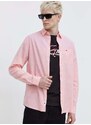 Tommy Jeans lenvászon ing galléros, rózsaszín, regular