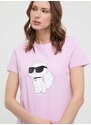 Karl Lagerfeld pamut póló női, rózsaszín