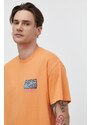 Quiksilver pamut póló narancssárga, férfi, nyomott mintás