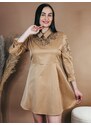 Webmoda Elegáns női A-szabású ruha csipkével - barna