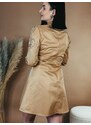 Webmoda Elegáns női A-szabású ruha csipkével - barna